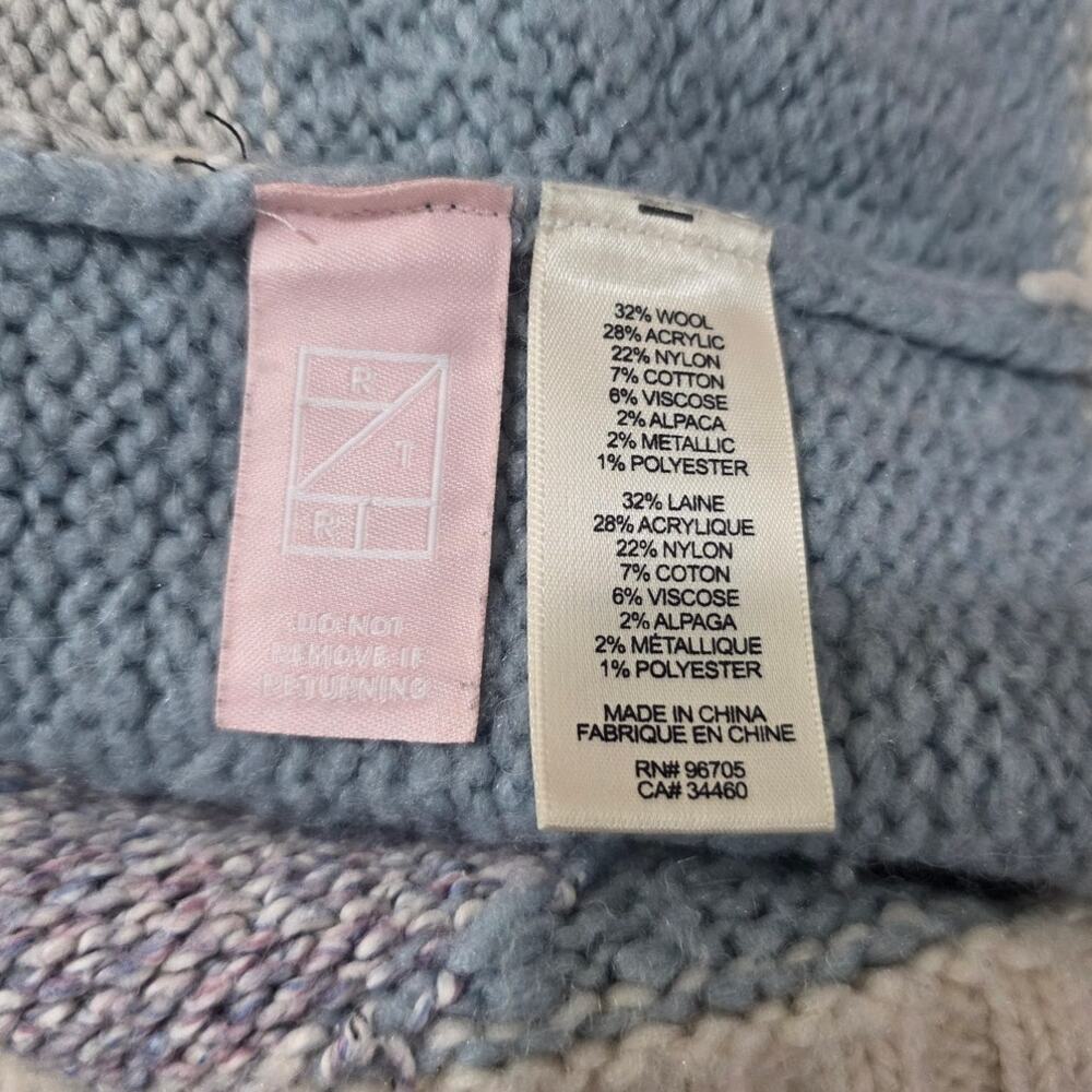 LaVie Rebecca Taylor wool alpaca blue cream purple long sleeve sweater - XL - Picture 5 of 5